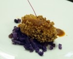 Receta: Bonito y cigala con piedras de trigo, patata violeta y mojo vizcaíno