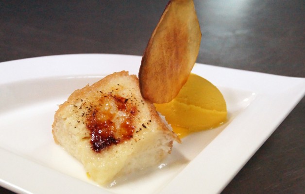 Receta: Torrija de coco con helado de mango