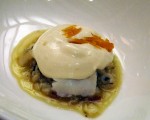 Receta: Estofado de bacalao y cebolla con crema de patata y espuma de huevo