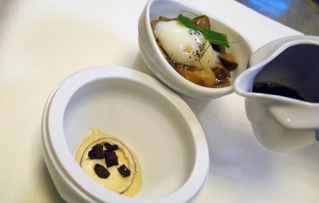 Receta: Hongos a la plancha con huevo a baja temperatura y royal de foie en dos tiempos